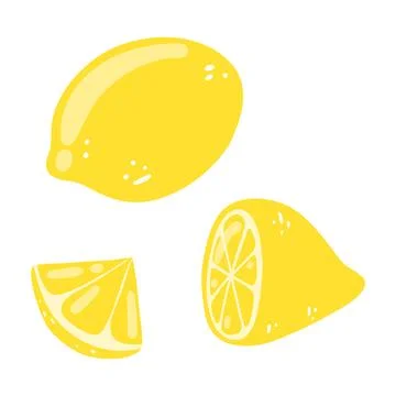 Set of hand drawn lemons. Vector illustration of whole, half, sliced tasty Stock Illustration