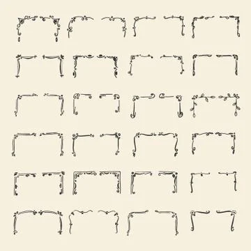 Set hand drawn line border. Stock Illustration