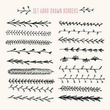 Set hand drawn line border. Stock Illustration