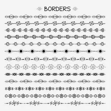 Set of hand drawn line borders. Vector illustration. Stock Illustration
