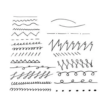 Set of hand drawn line borders, sketch strokes, scribbles and design elements Stock Illustration