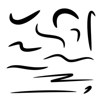 Set of hand drawn lines, brush lines, brush strokes, underline 스톡 일러스트