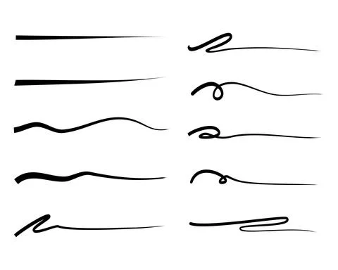 Set of hand drawn lines, brush lines, brush strokes, underline Stock Illustration