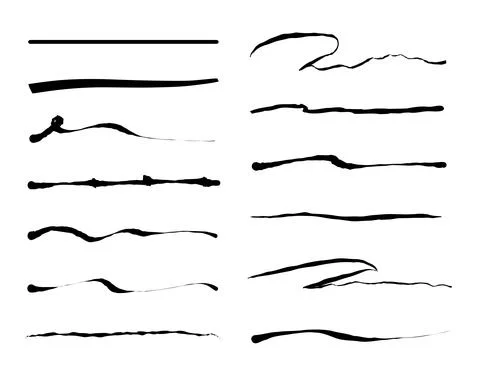 Set of hand drawn lines, brush lines, brush strokes, underline 스톡 일러스트