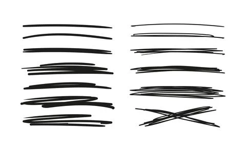 Set of hand drawn lines. Doodle design. Scribble with a pen, stripes with a 库存插图