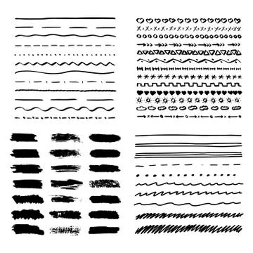 Set of hand drawn lines text labeling elements Stock Illustration