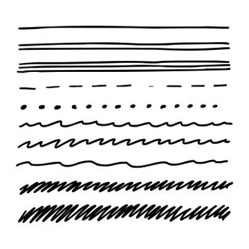 Set of hand drawn lines text labeling elements Stock Illustration