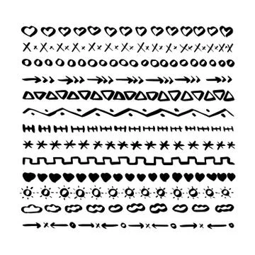 Set of hand drawn lines text labeling elements Stock Illustration