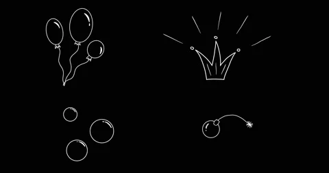 Set of Hand-drawn LOOP Animation Elements in a kids style Stock Footage 153525612