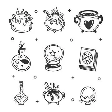 Set of hand drawn magic collection 스톡 일러스트
