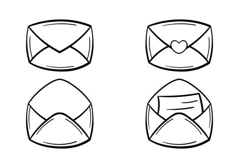 Set of hand drawn message or letter icons Stock Illustration