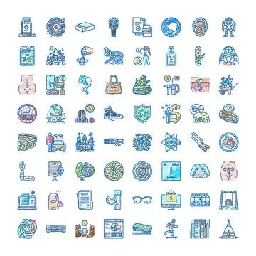 Set of hand drawn multicolored scribble icons Stock Illustration