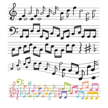Set of hand drawn music notes. Music design elements. Key sign collection. .. 스톡 일러스트