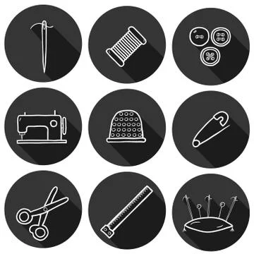Set of hand drawn needle work icons イラスト素材