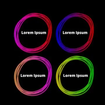 Set hand drawn neon circles Stock Illustration
