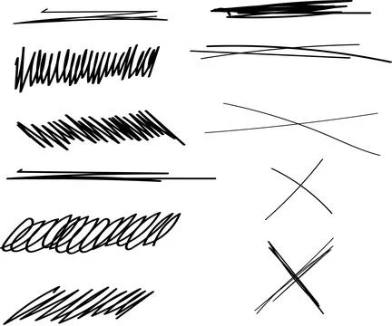 Set of hand drawn paint object. Abstract doodle lines, pencil drawing stripes Stock Illustration