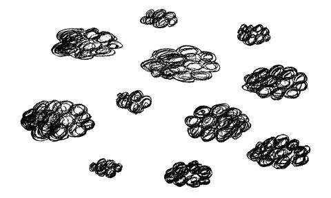 Set of hand-drawn with pencil clouds Stock Illustration
