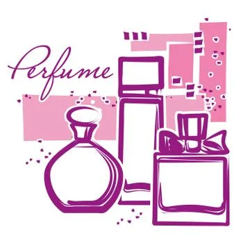 Set of hand drawn perfume bottles Stock Illustration