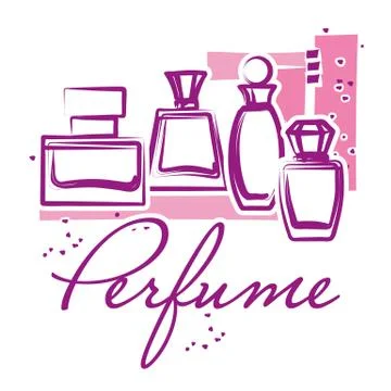 Set of hand drawn perfume bottles Stock Illustration