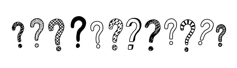 Set of hand drawn question marks. Vector illustration. Stock Illustration