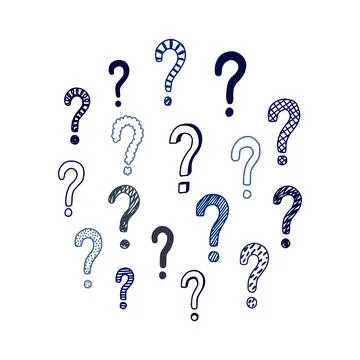 Set of hand drawn question marks. Vector illustration. Stock Illustration