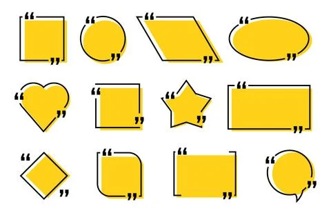 Set of hand-drawn quote boxes and speech bubbles, perfect for blogs, social Stock Illustration