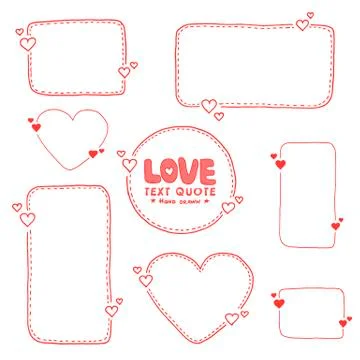 Set of hand drawn quote dashed line boxes Stock Illustration