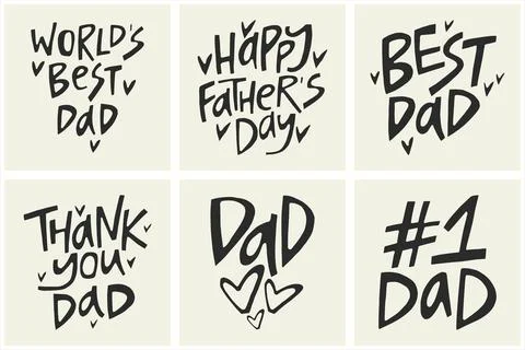 Set of hand-drawn quotes about Fathers day. 스톡 일러스트