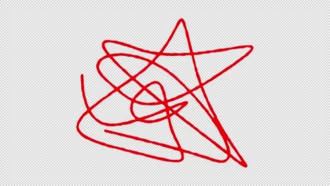 Set of hand drawn red brush stroke scribble doodle with alpha channel Video stock 301878309