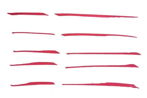 Set of hand drawn red marker line design element, grunge strokes, doodle li.. Stock Photos