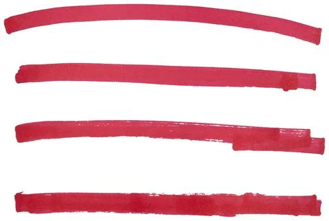 Set of hand drawn red marker line design element, grunge strokes, doodle li.. Stock Photos