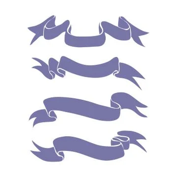 Set of  Hand Drawn Ribbons Vector Stock Illustration