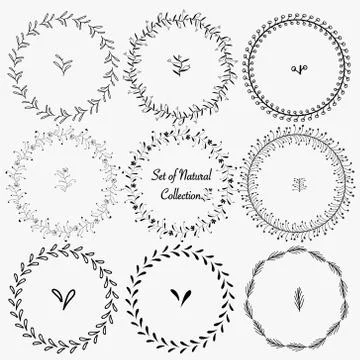 Set Of Hand Drawn Round Frames For Decoration. Stock Illustration