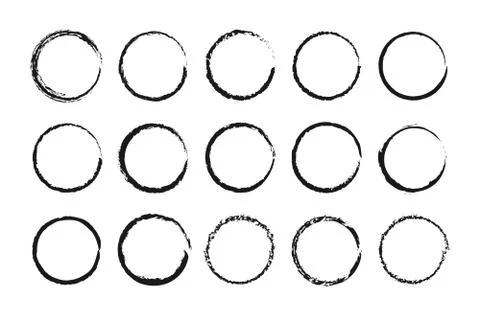 Set of hand drawn round frames with place for text. isolated on a white backg 스톡 일러스트