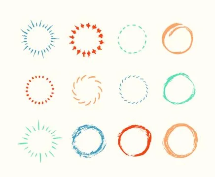 Set of hand drawn round shapes. Vector illustration 스톡 일러스트