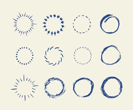 Set of hand drawn round shapes. Vector illustration Stock Illustration