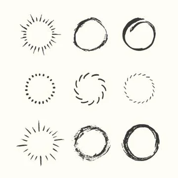 Set of hand drawn round shapes. Vector illustration Stock Illustration