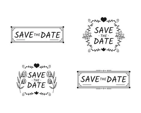 Set of hand drawn save the date frame design Stock-Illustration