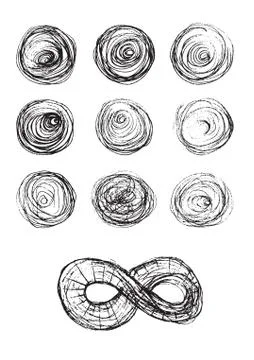 Set of Hand Drawn Scribble Circles Stock Illustration