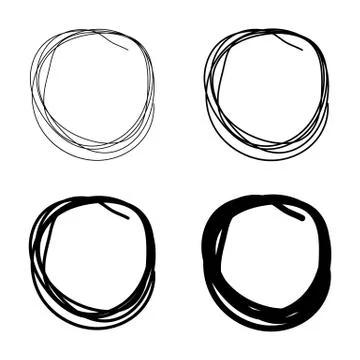 Set of Hand Drawn Scribble Circles Illustrazione stock