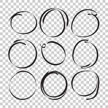 Set of the hand drawn scribble circles. Vector element. Illustration on isola Stock Illustration