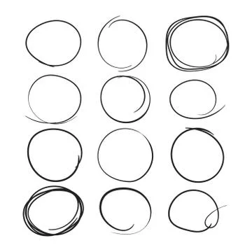 Set of the hand drawn scribble circles. Vector element. Illustration on white Stock Illustration