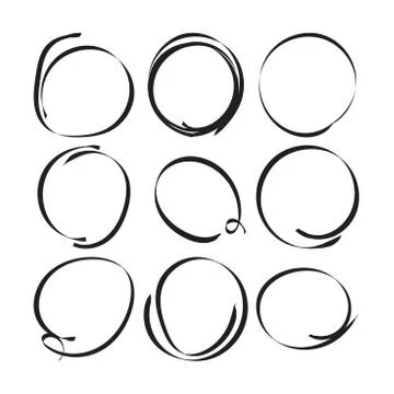 Set of the hand drawn scribble circles. Vector element. Illustration on white Stock Illustration