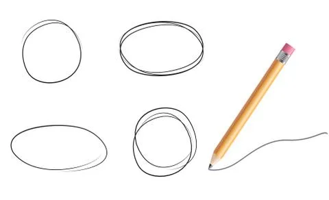 Set of the hand drawn scribble circles. Vector element. Illustration on white Stock Illustration