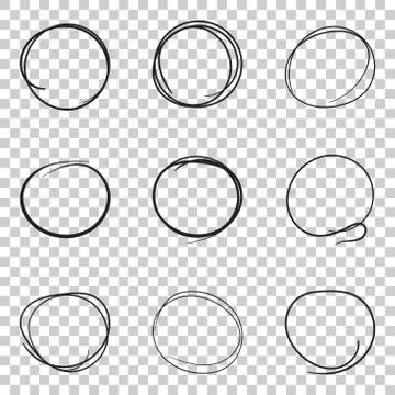 Set of the hand drawn scribble circles line sketch. Vector circular scribble  Ilustración de archivo