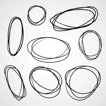 Set of hand drawn scribble circles. Vector illustration Ilustración de archivo