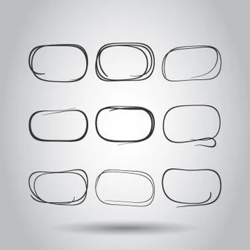 Set of the hand drawn scribble circles line sketch. Vector circular scribble  Ilustración de archivo