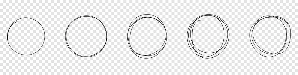 Set of the hand drawn scribble circles Illustrazione stock