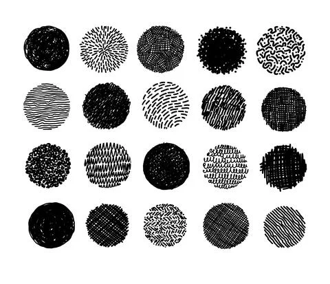 Set of hand drawn scribble circles on white background. Stock Illustration
