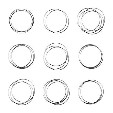 Set of Hand-drawn Scribble Circles Vector Illustration Stock Illustration